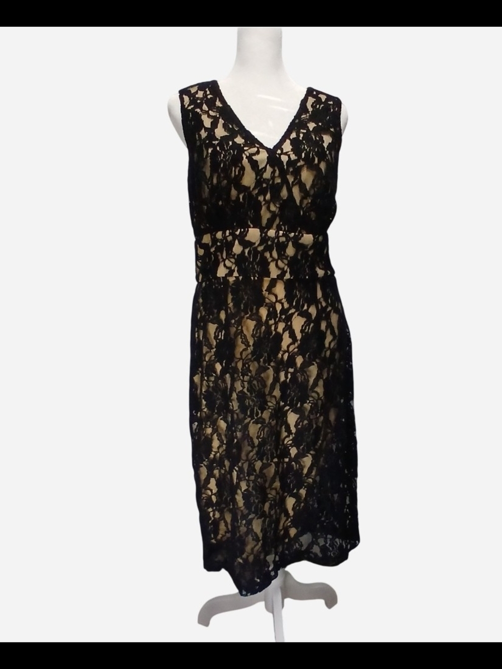 Vintage Newport News Black Lace Dress with Nude Lining